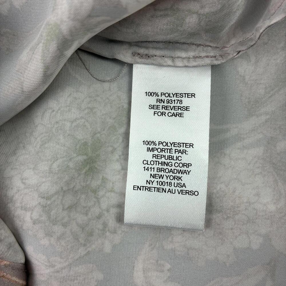 Elie. Elie Tahari Silky Neutral Gray Tan Floral Print Blouse Sz Lg - Picture 6 of 9
